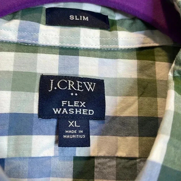 J.Crew Flex Washed Green And Blue Checkered Shirt - Picture 4 of 9